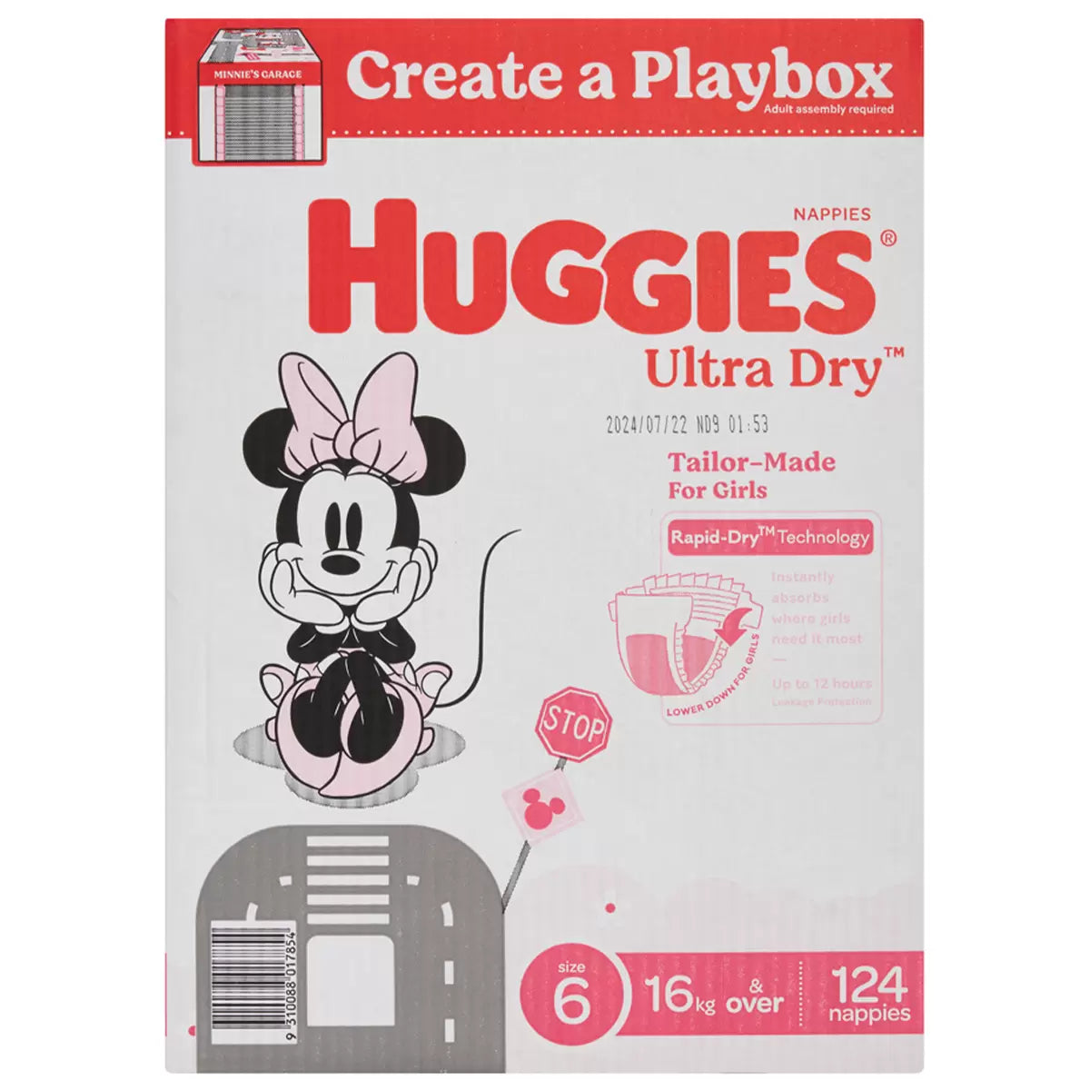 Huggies nappies size 6 girl 124ct