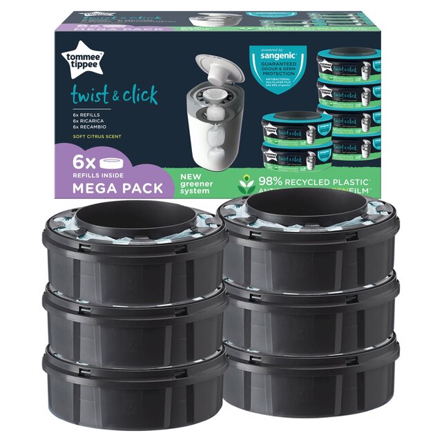 Tommee tippee twist & click nappy disposal refill 6pk