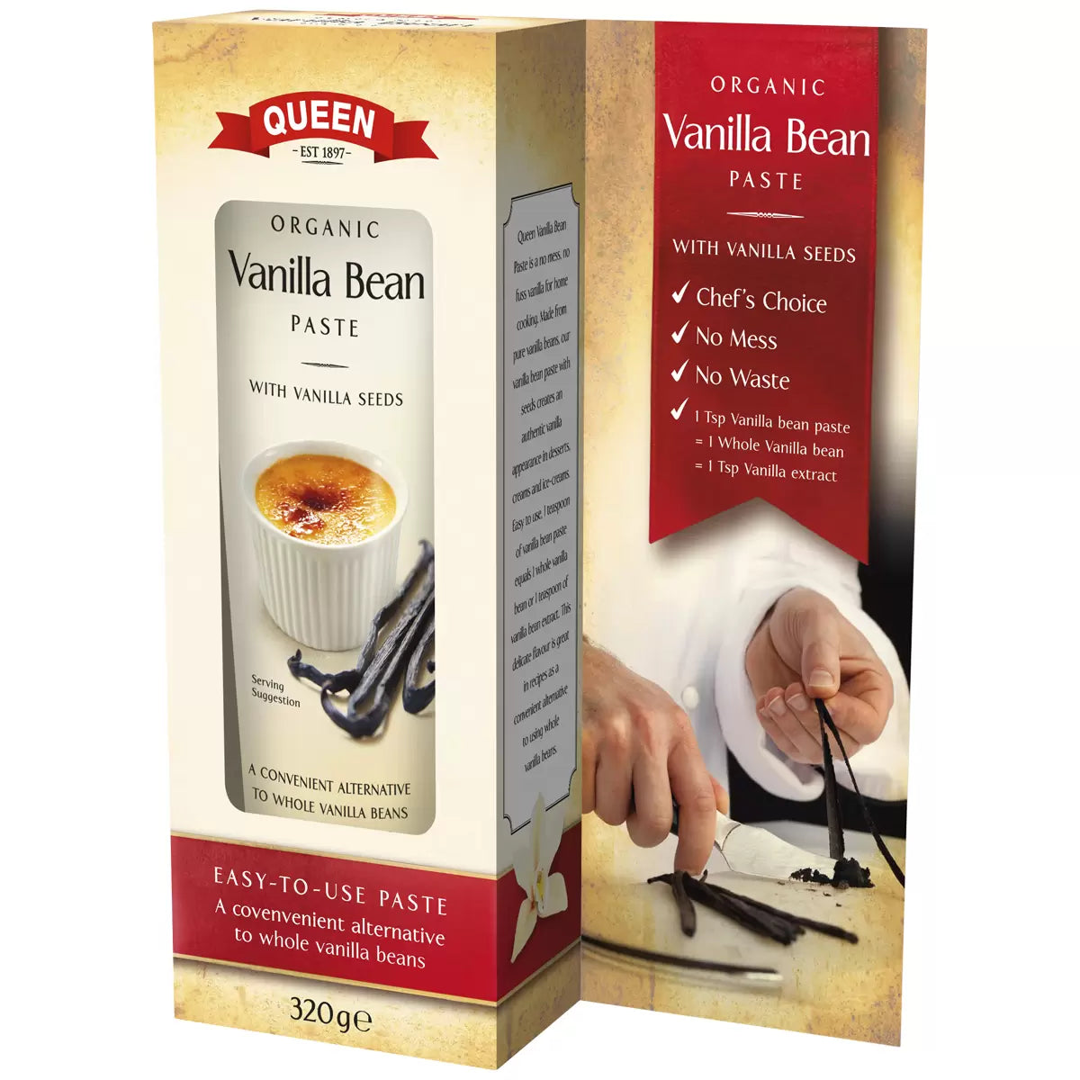 Queen organic vanilla bean paste 320g