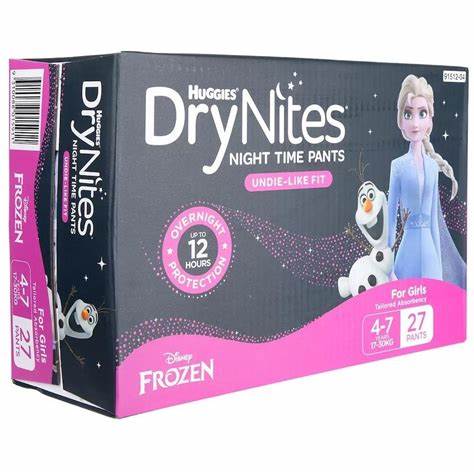 Huggies drynites night time pants girls 4-7yrs 27ct