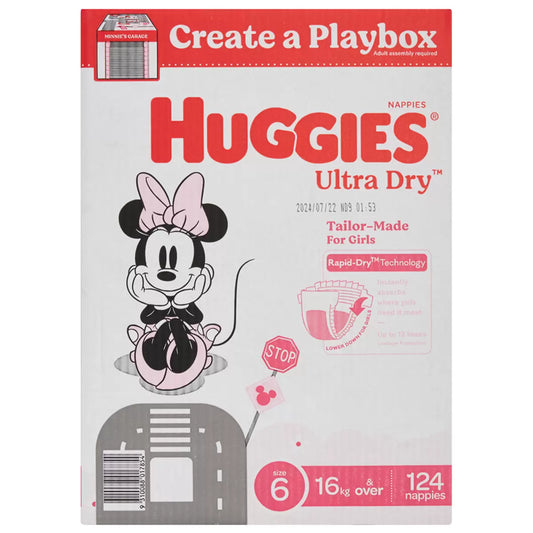Huggies nappies size 6 girl 124ct