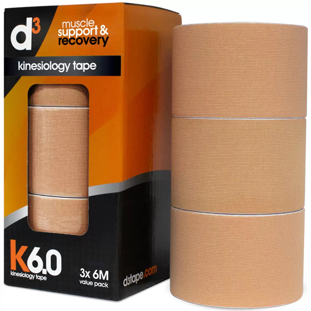 D3 K6.0 Kinesiology tape 50mmx6m x3 rolls