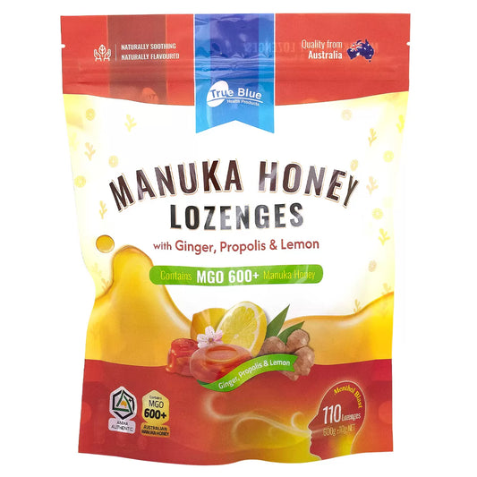 True Blue manuka honey/ginger/propolis & lemon lozenges 110ct 600g