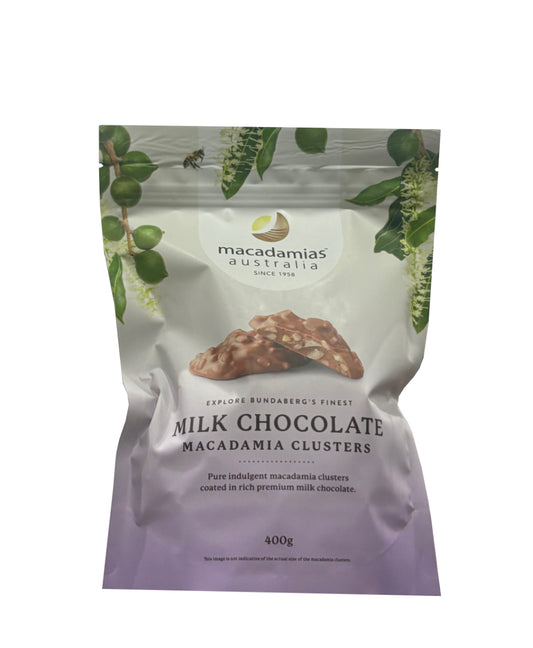 Macadamias Australia Milk chocolate clusters 400g