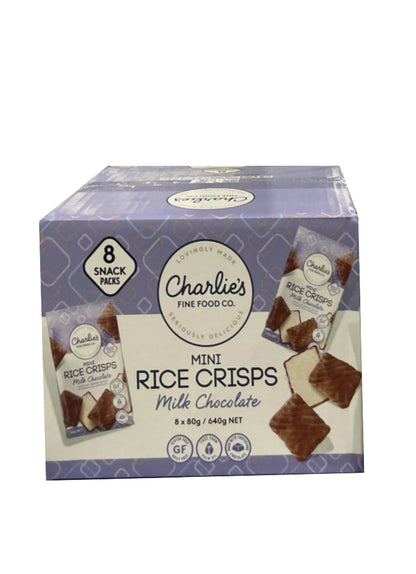 Charlies fine food co milk chocolate rice crisps 8 x 80g