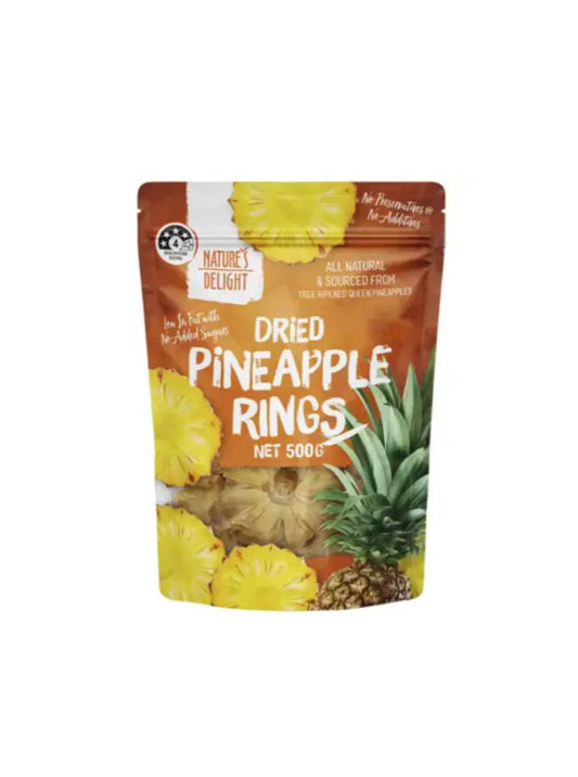 Natures delight dried pineapple rings 500g