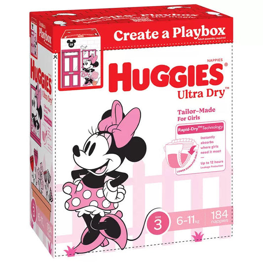 Huggies nappies size 3 Girl 184pk