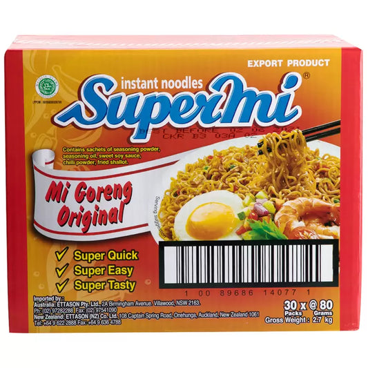 Supermi mi goreng original instant noodles 30 x 80g