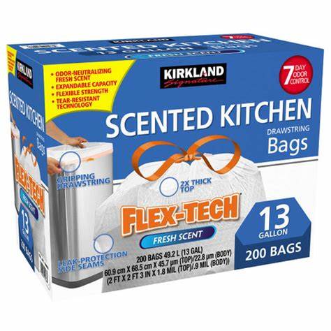 Kirkland Signature scented kitchen bags 200CT/49L