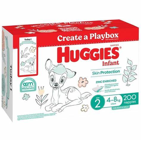 Huggies nappies infant size 2 200ct