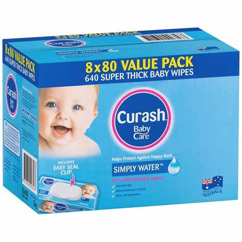 Curash simply water wipes 640ct