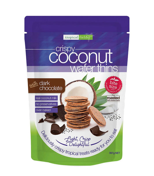 Tropical fields coconut wafer thins 397g